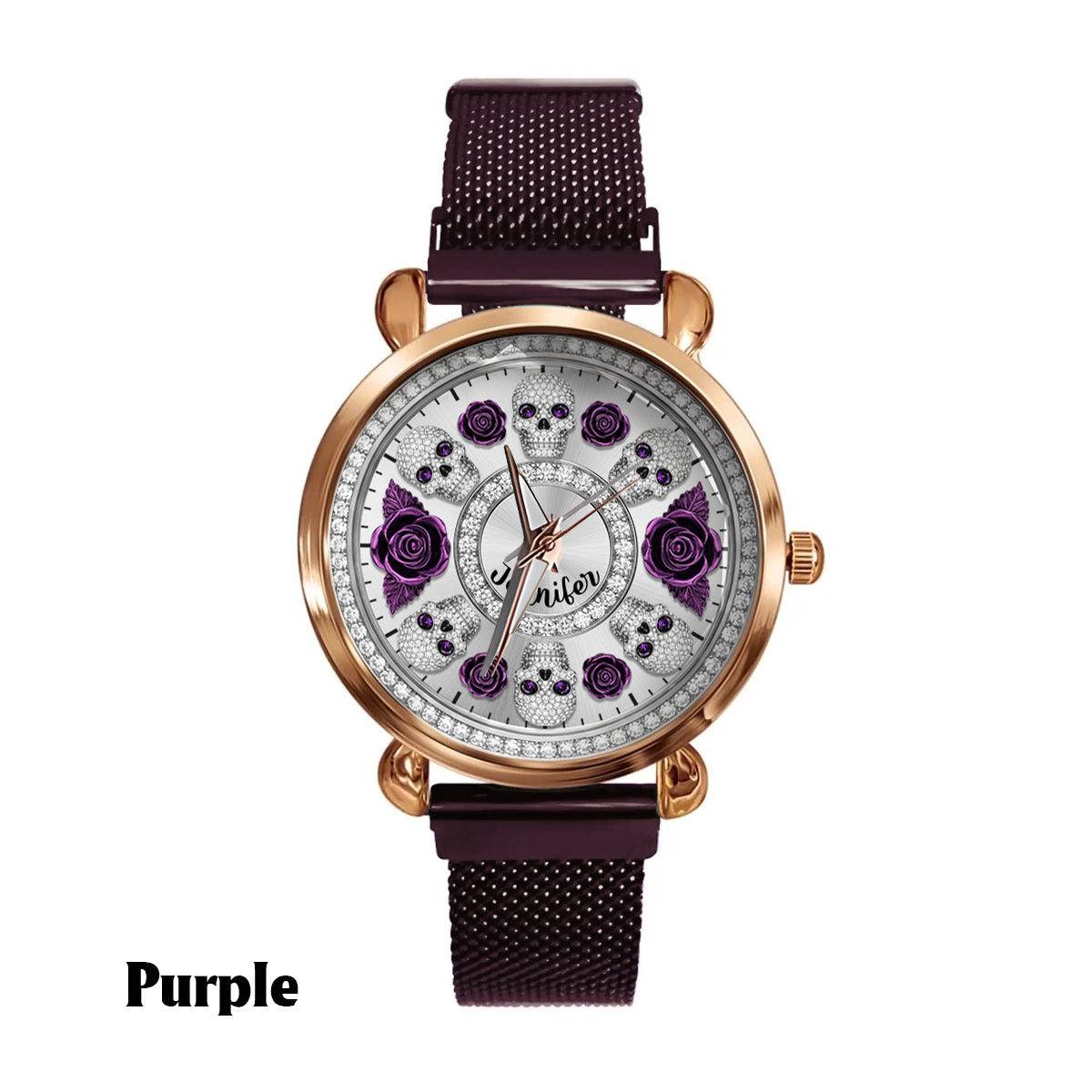 Skull And Roses - Personalized Skull Women Hand Watch