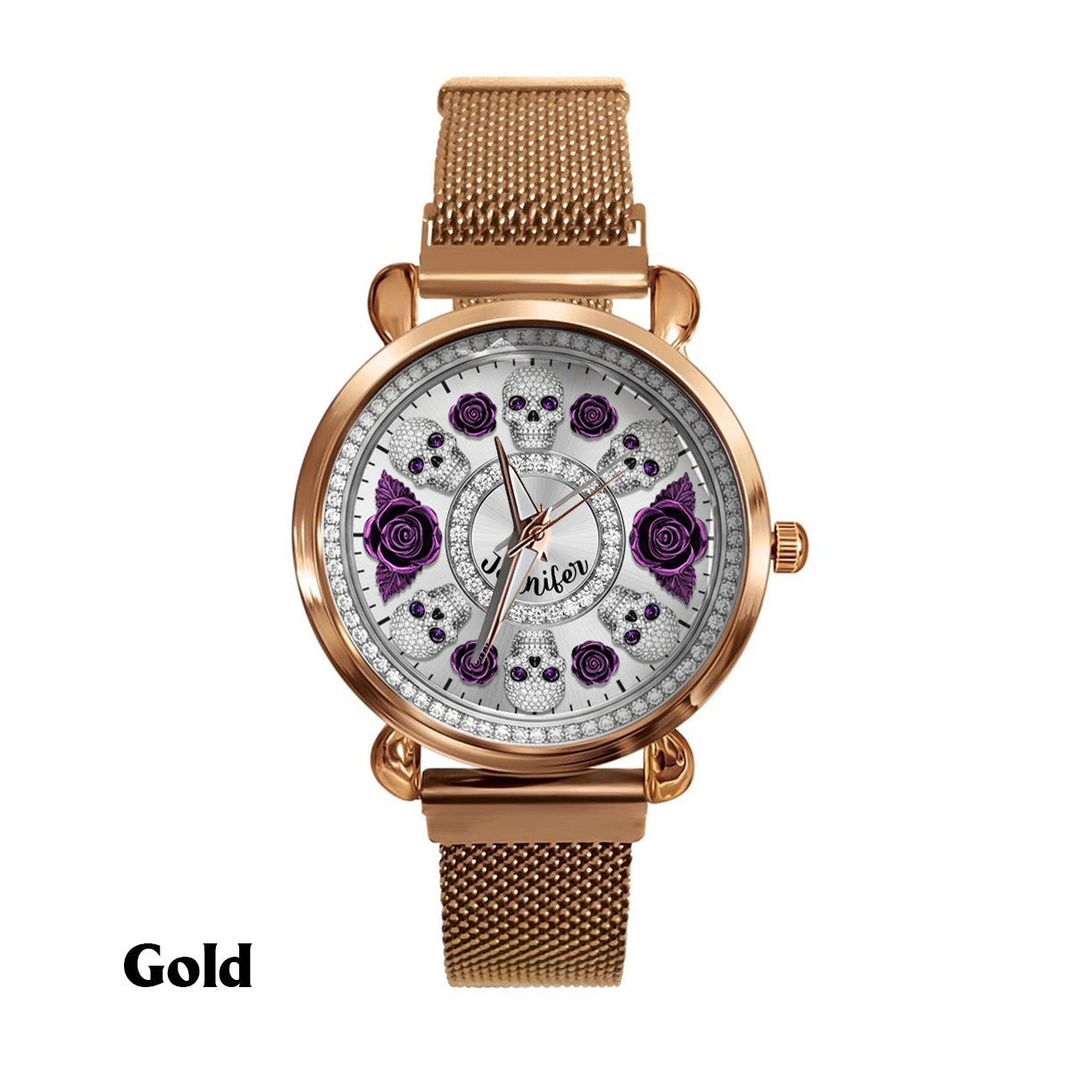 Skull And Roses - Personalized Skull Women Hand Watch