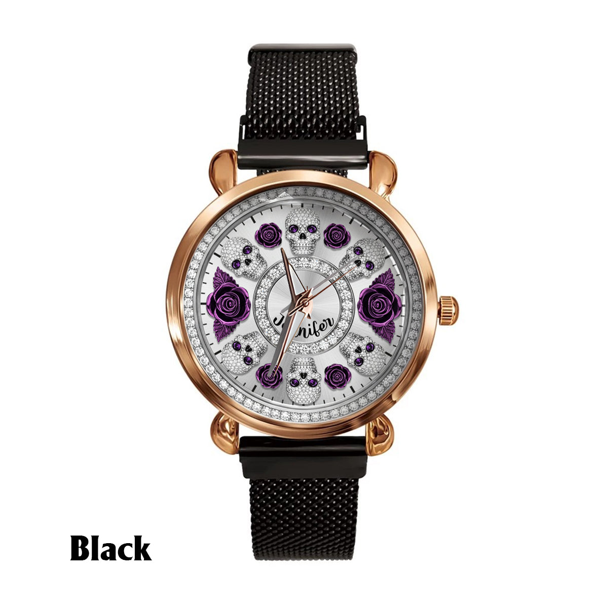 Skull And Roses - Personalized Skull Women Hand Watch