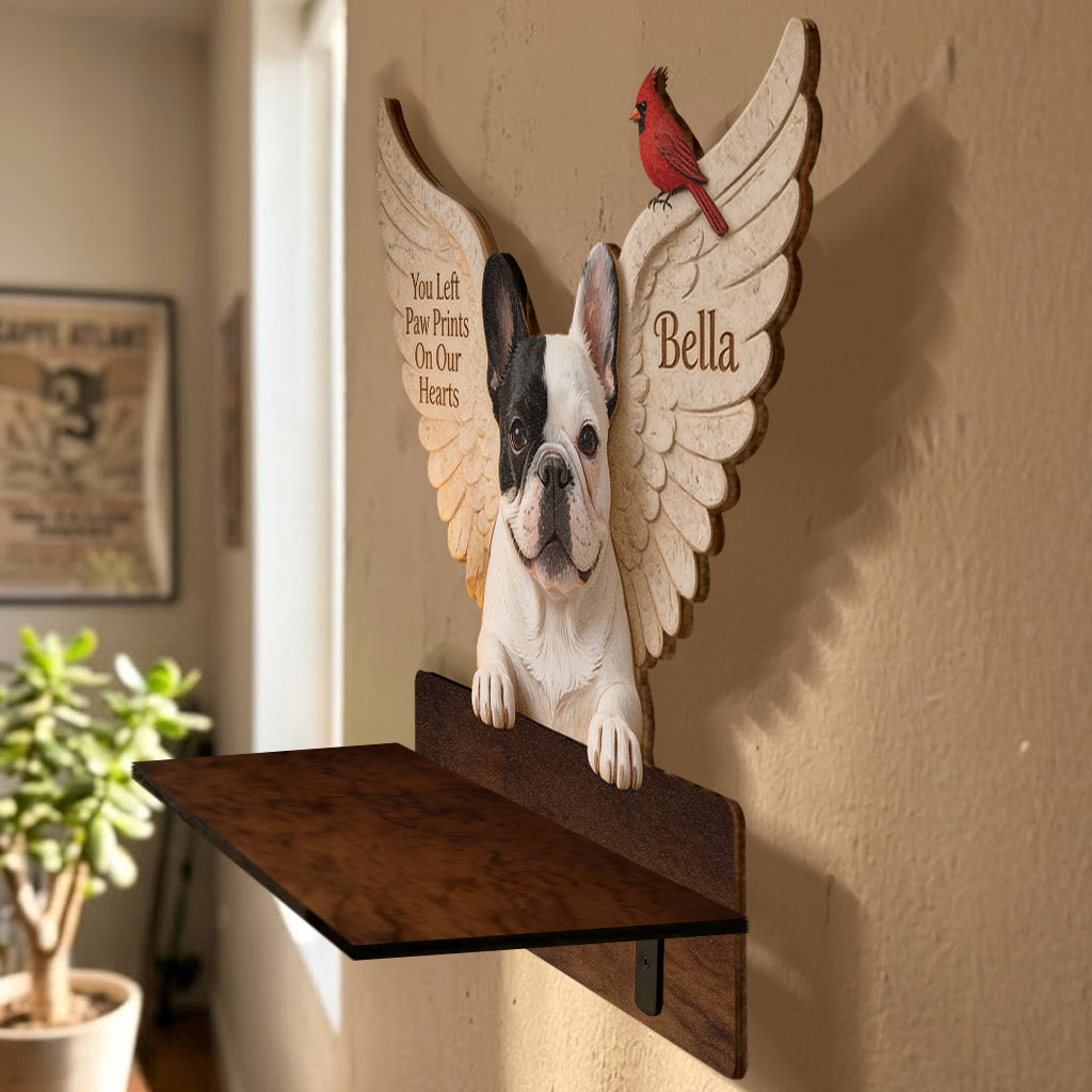 You Left Paw Prints On Our Hearts - Personalized Dog Wooden Floating Shelf