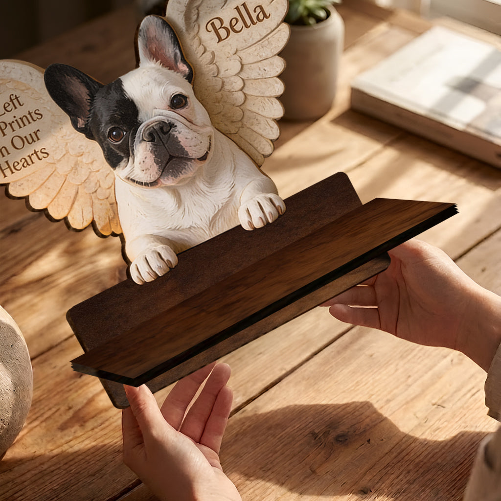 You Left Paw Prints On Our Hearts - Personalized Dog Wooden Floating Shelf