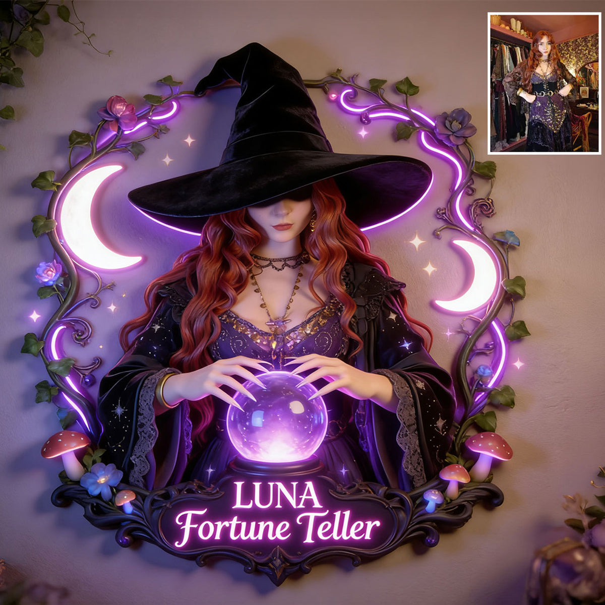 Witch's Room Decoration - Personalized Witch LED Light Acrylic Sign
