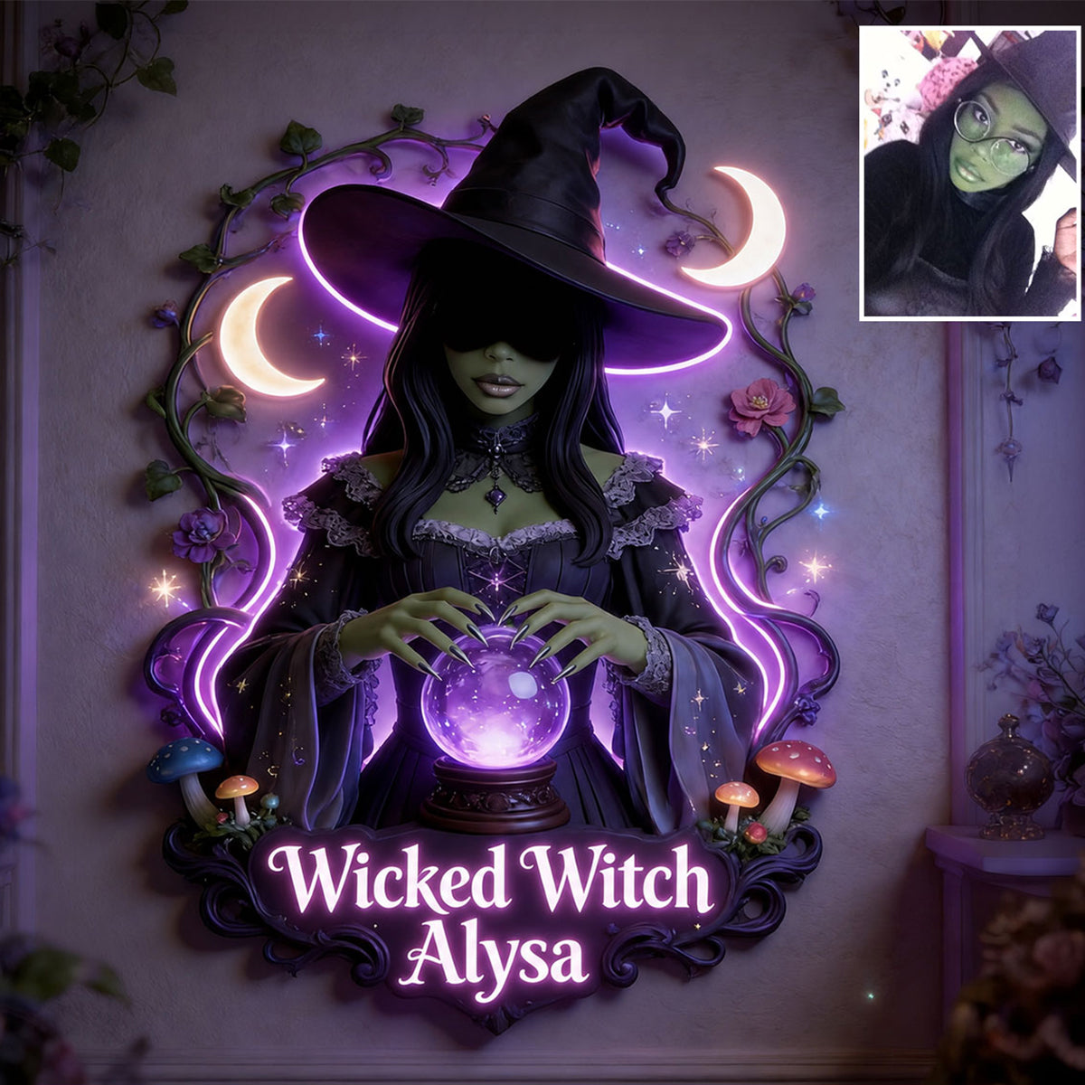 Witch's Room Decoration - Personalized Witch LED Light Acrylic Sign