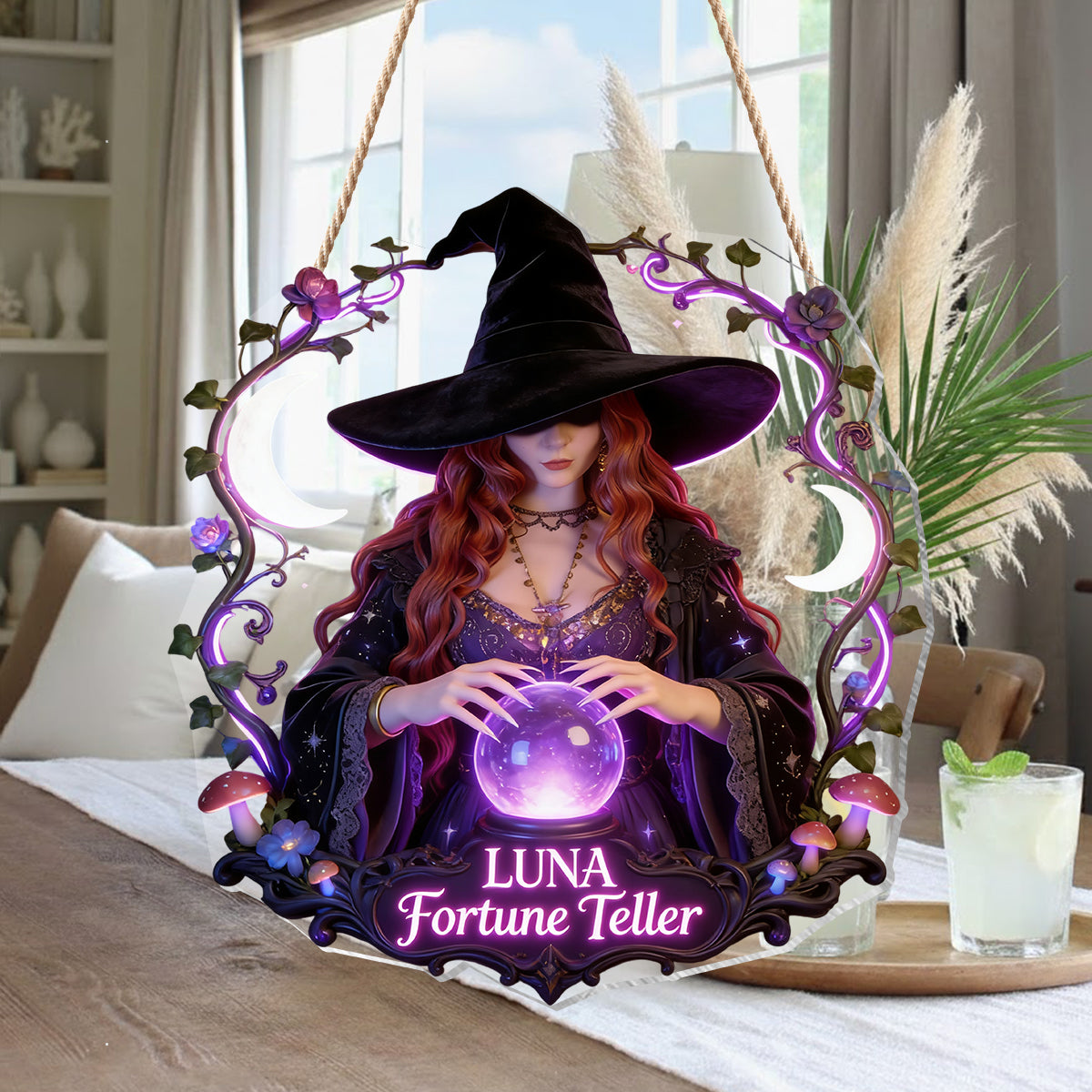 Witch's Room Decoration - Personalized Witch LED Light Acrylic Sign