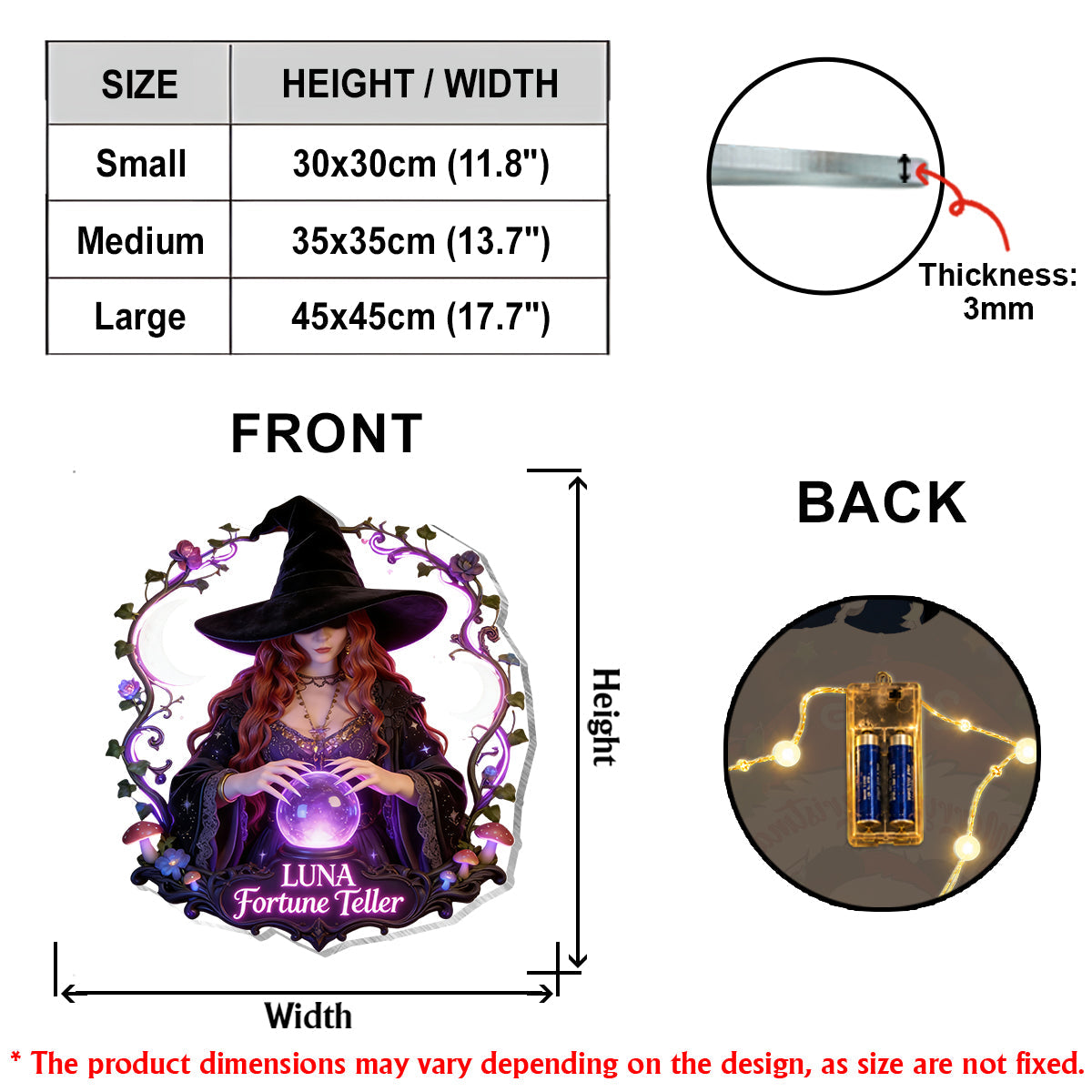 Witch's Room Decoration - Personalized Witch LED Light Acrylic Sign