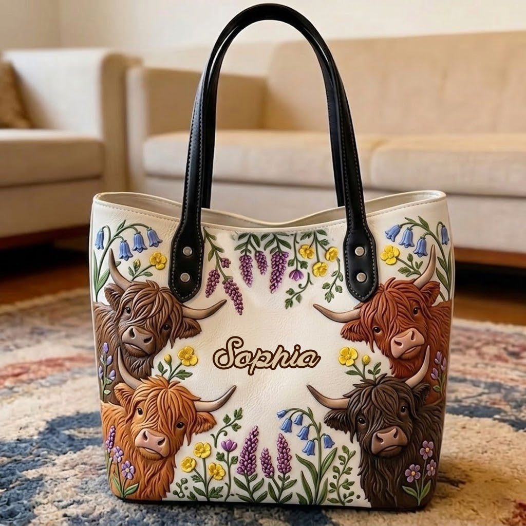 Love Highland Cows - Personalized Highland Cow Tote Bag