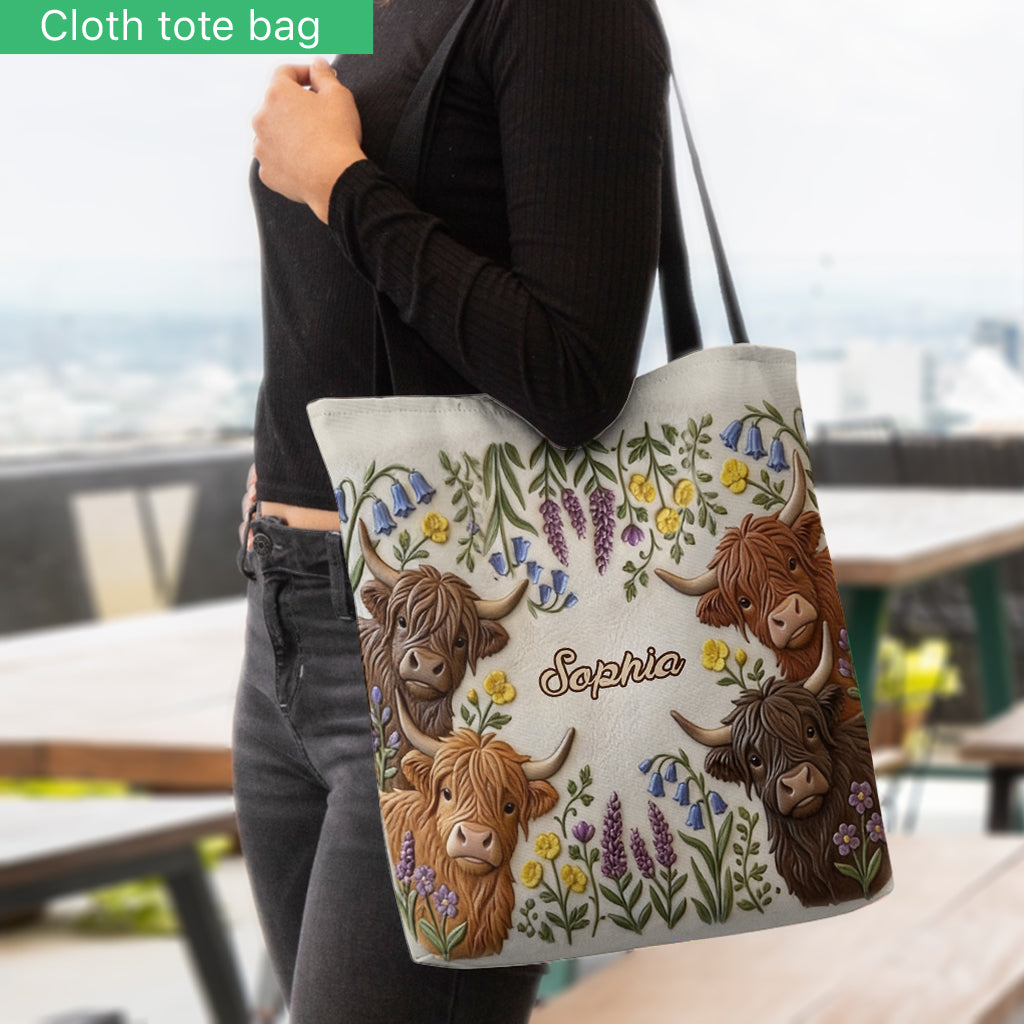 Love Highland Cows - Personalized Highland Cow Tote Bag