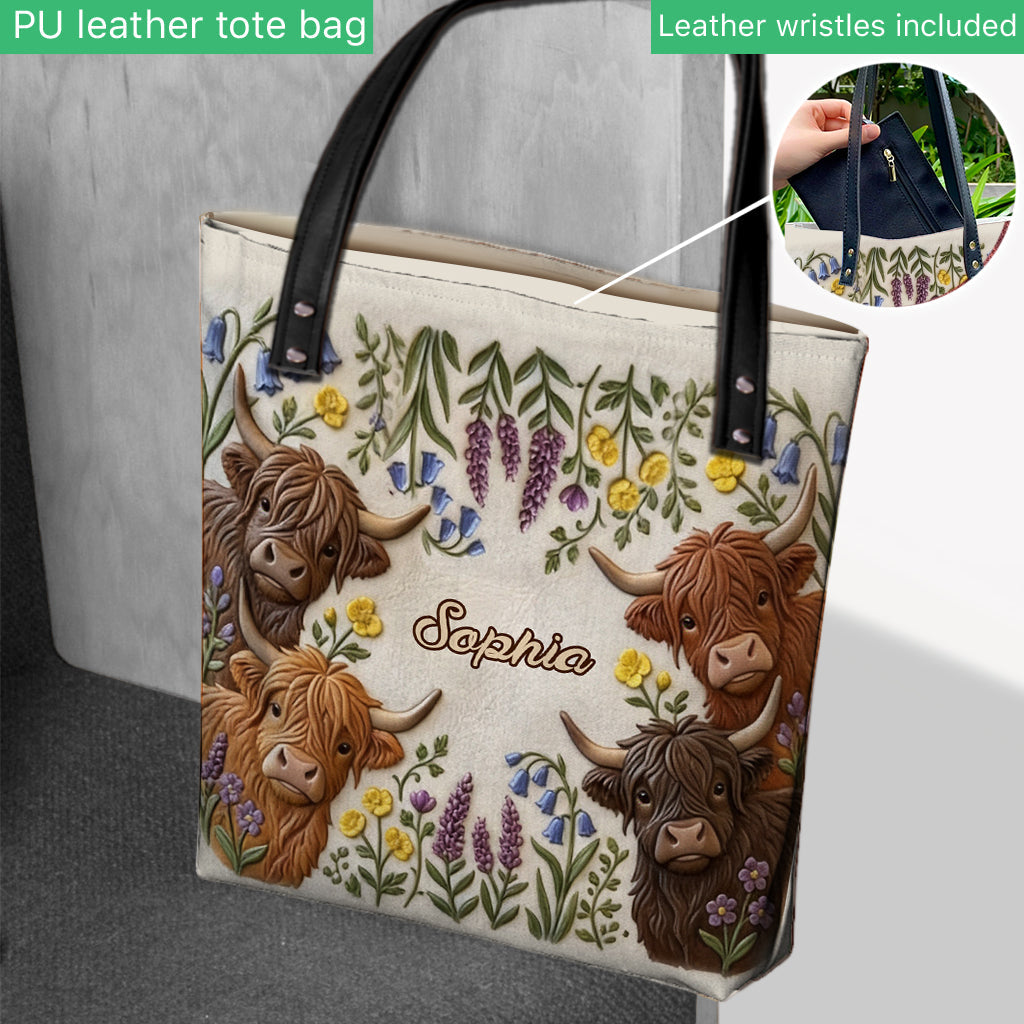 Love Highland Cows - Personalized Highland Cow Tote Bag