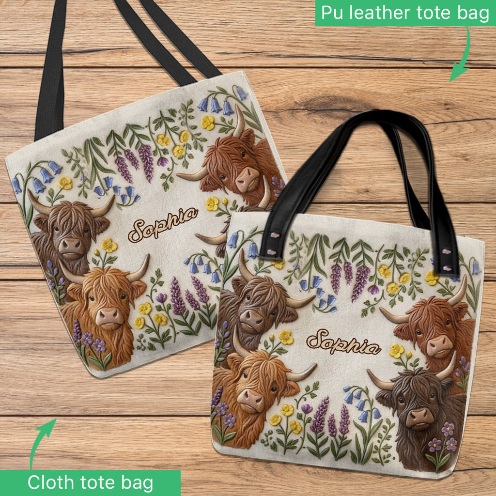 Love Highland Cows - Personalized Highland Cow Tote Bag