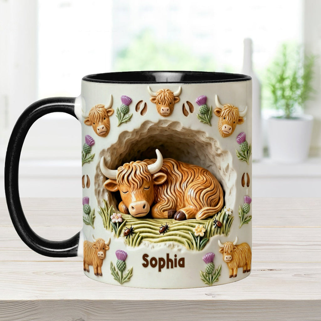 Rustic Farm Animal - Personalized Highland Cow Accent Mug
