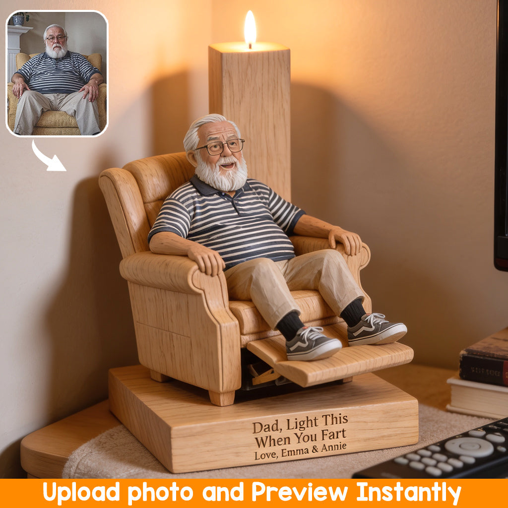Perfect Father's Day Gift - Personalized Father Custom Shape Wooden Candle Holder
