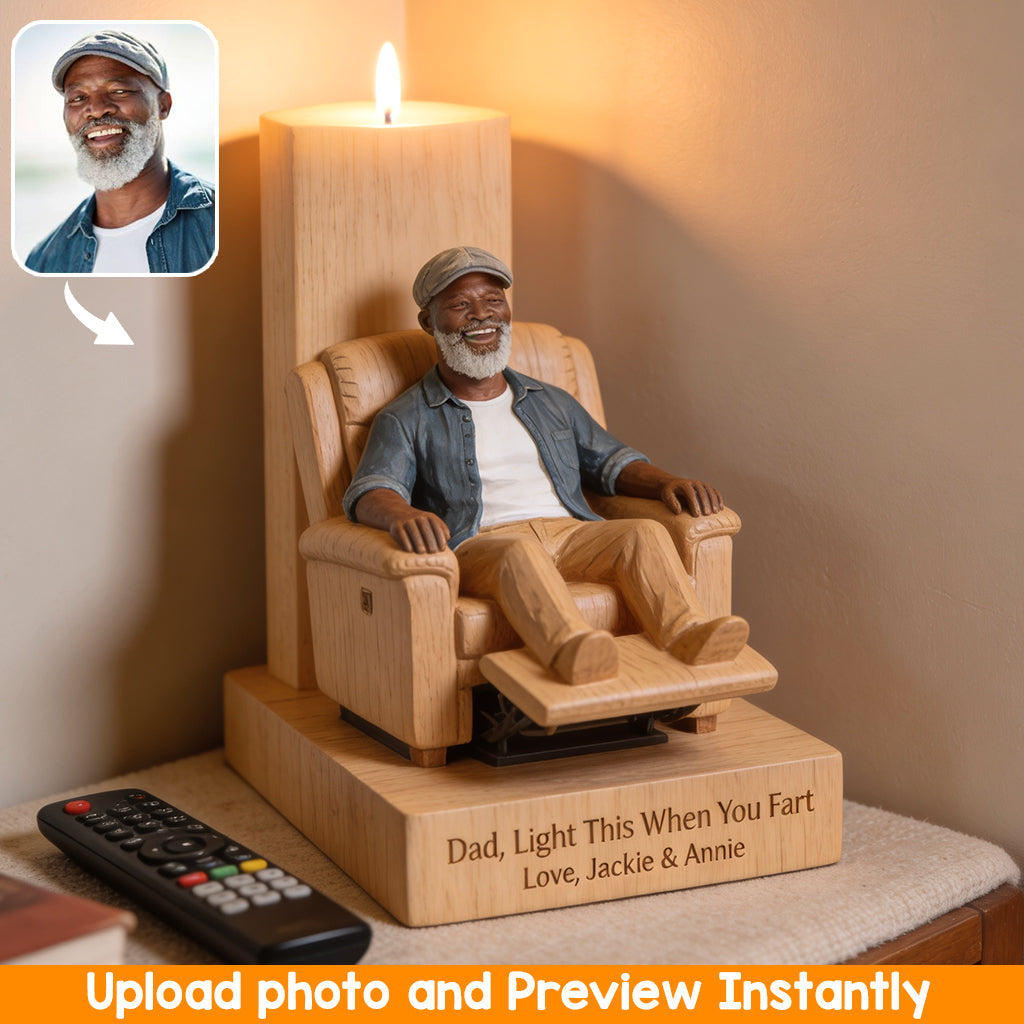 Perfect Father's Day Gift - Personalized Father Custom Shape Wooden Candle Holder