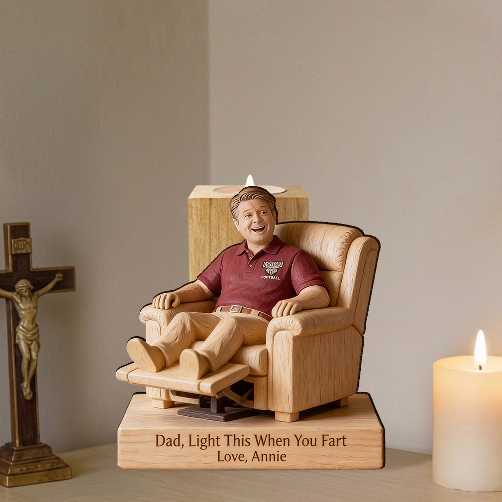 Perfect Father's Day Gift - Personalized Father Custom Shape Wooden Candle Holder