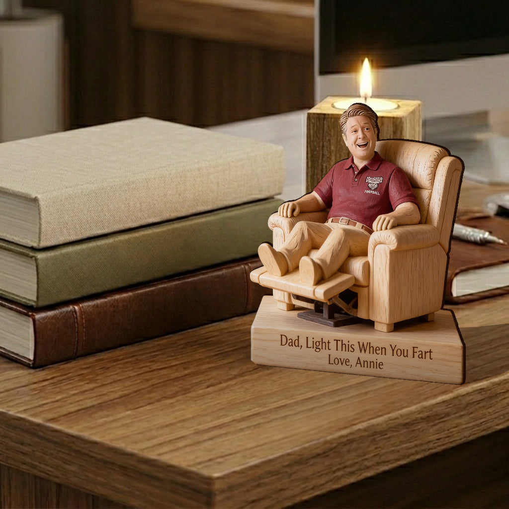 Perfect Father's Day Gift - Personalized Father Custom Shape Wooden Candle Holder