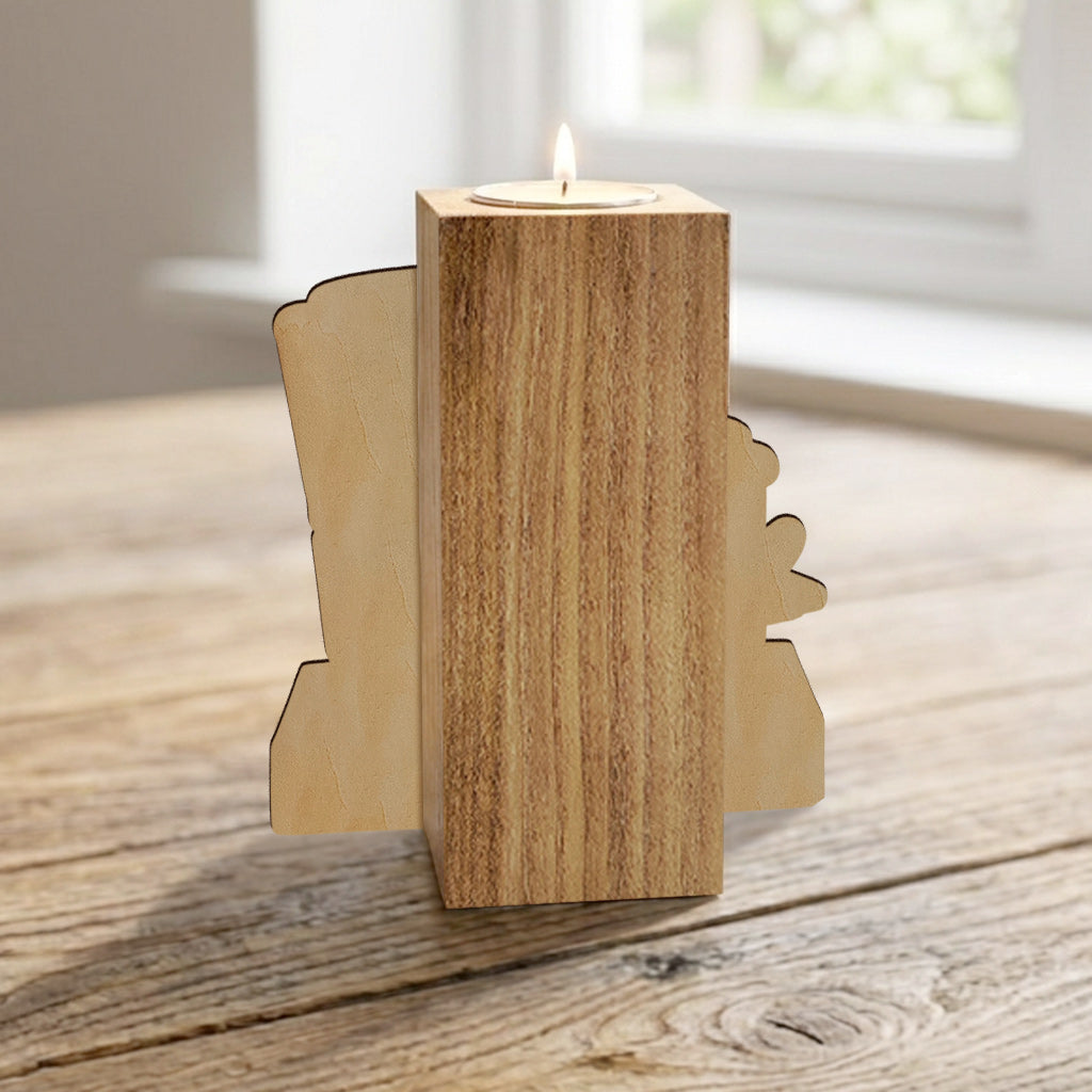 Perfect Father's Day Gift - Personalized Father Custom Shape Wooden Candle Holder