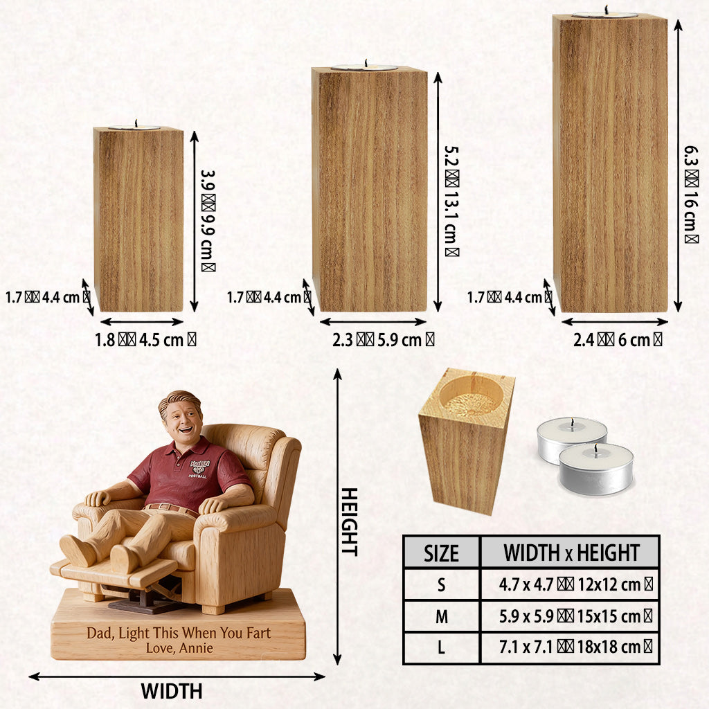 Perfect Father's Day Gift - Personalized Father Custom Shape Wooden Candle Holder
