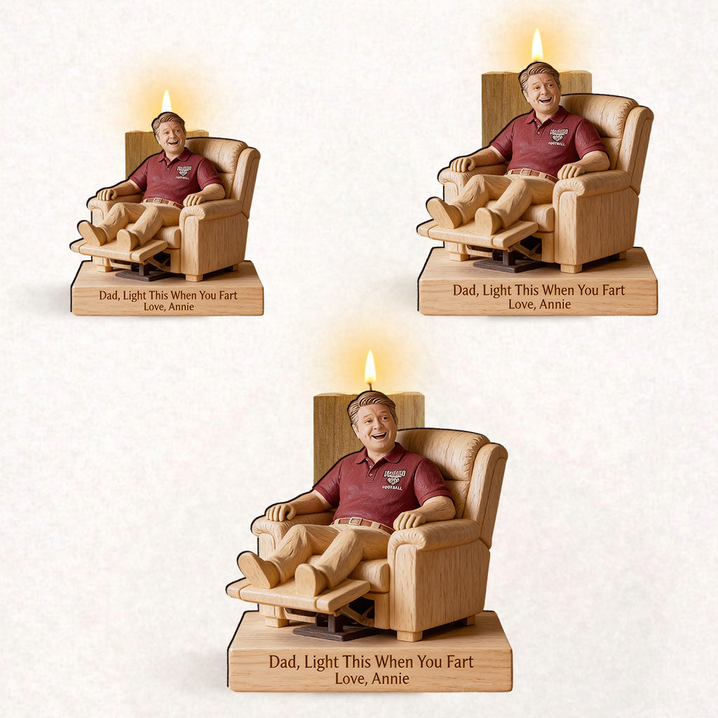 Perfect Father's Day Gift - Personalized Father Custom Shape Wooden Candle Holder