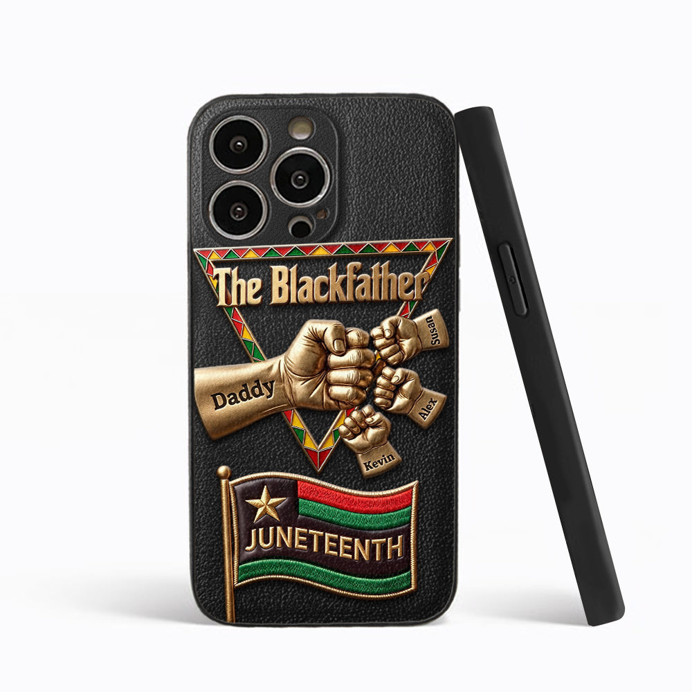 The Blackfather - Personalized Father 3D Embossed Leather Phone Case