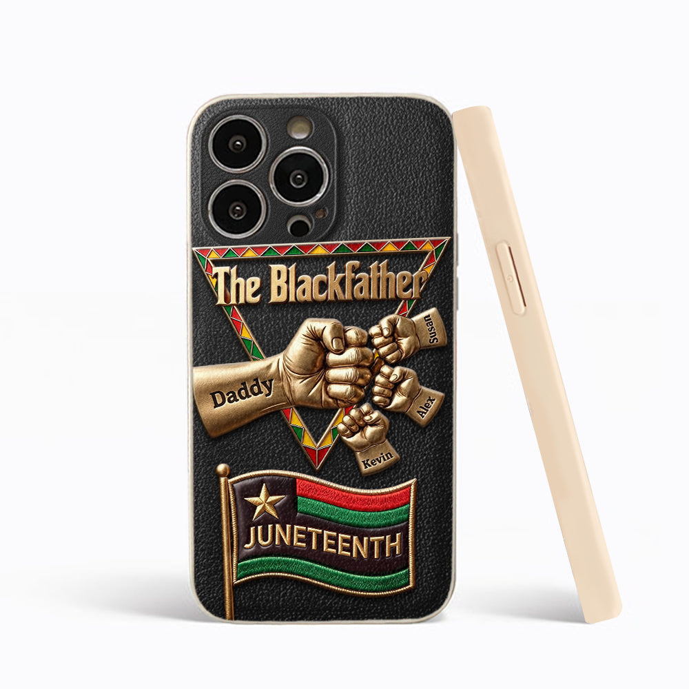 The Blackfather - Personalized Father 3D Embossed Leather Phone Case