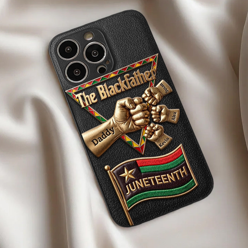 The Blackfather - Personalized Father 3D Embossed Leather Phone Case