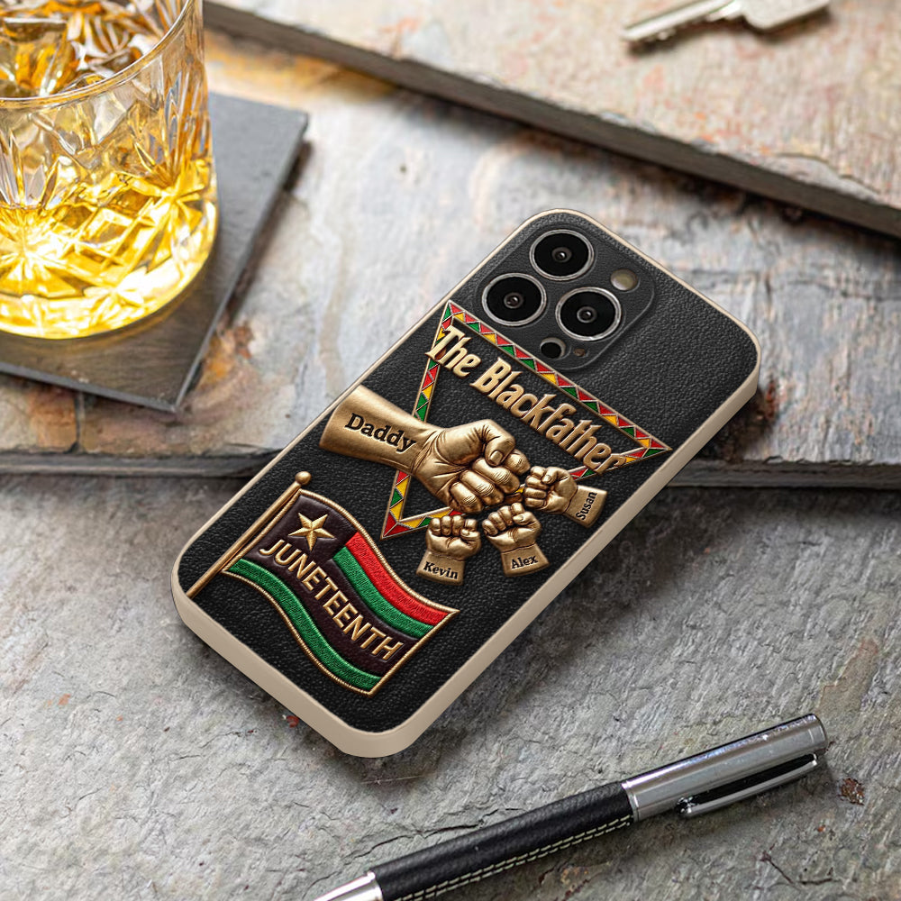 The Blackfather - Personalized Father 3D Embossed Leather Phone Case