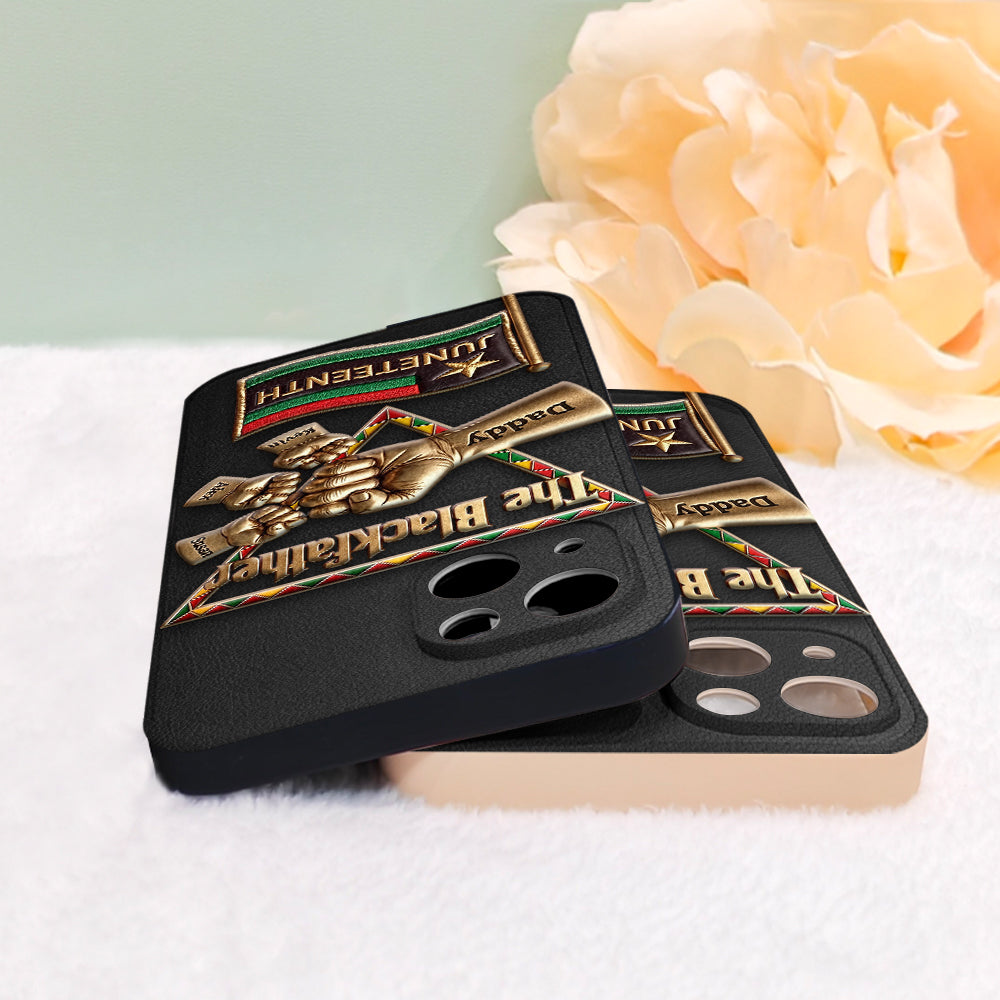 The Blackfather - Personalized Father 3D Embossed Leather Phone Case