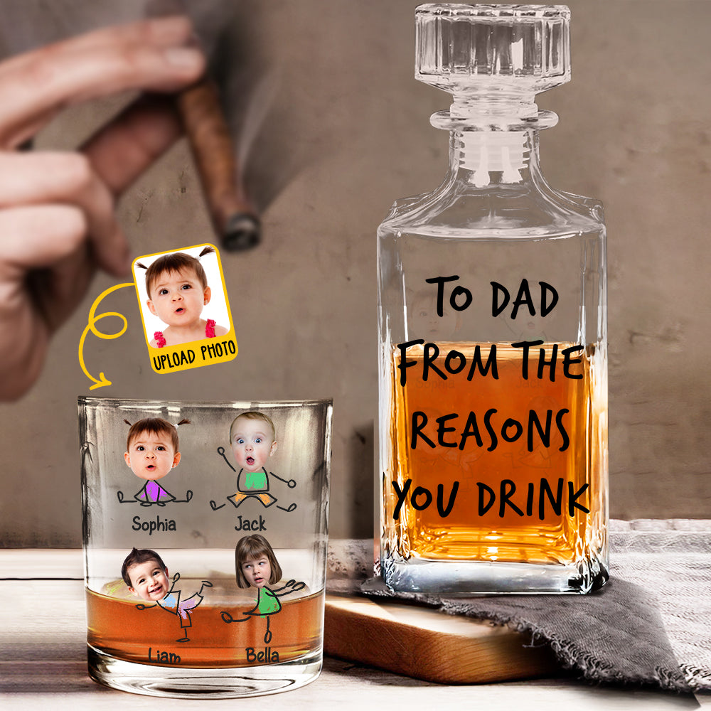 To Dad From The Reasons To Drink - Personalized Father Whiskey Decanter Set