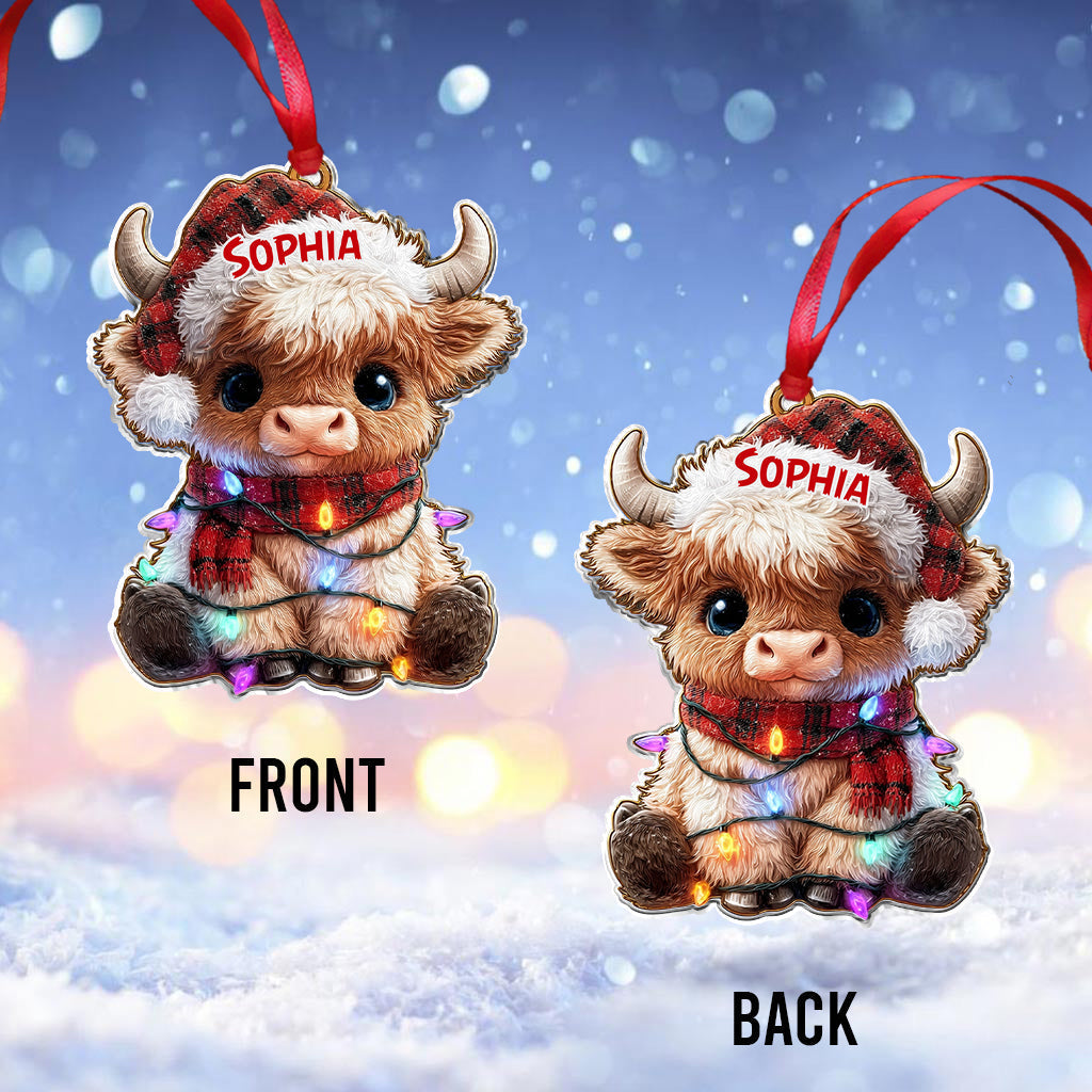 Merry Christmas - Personalized Highland Cow Ornament