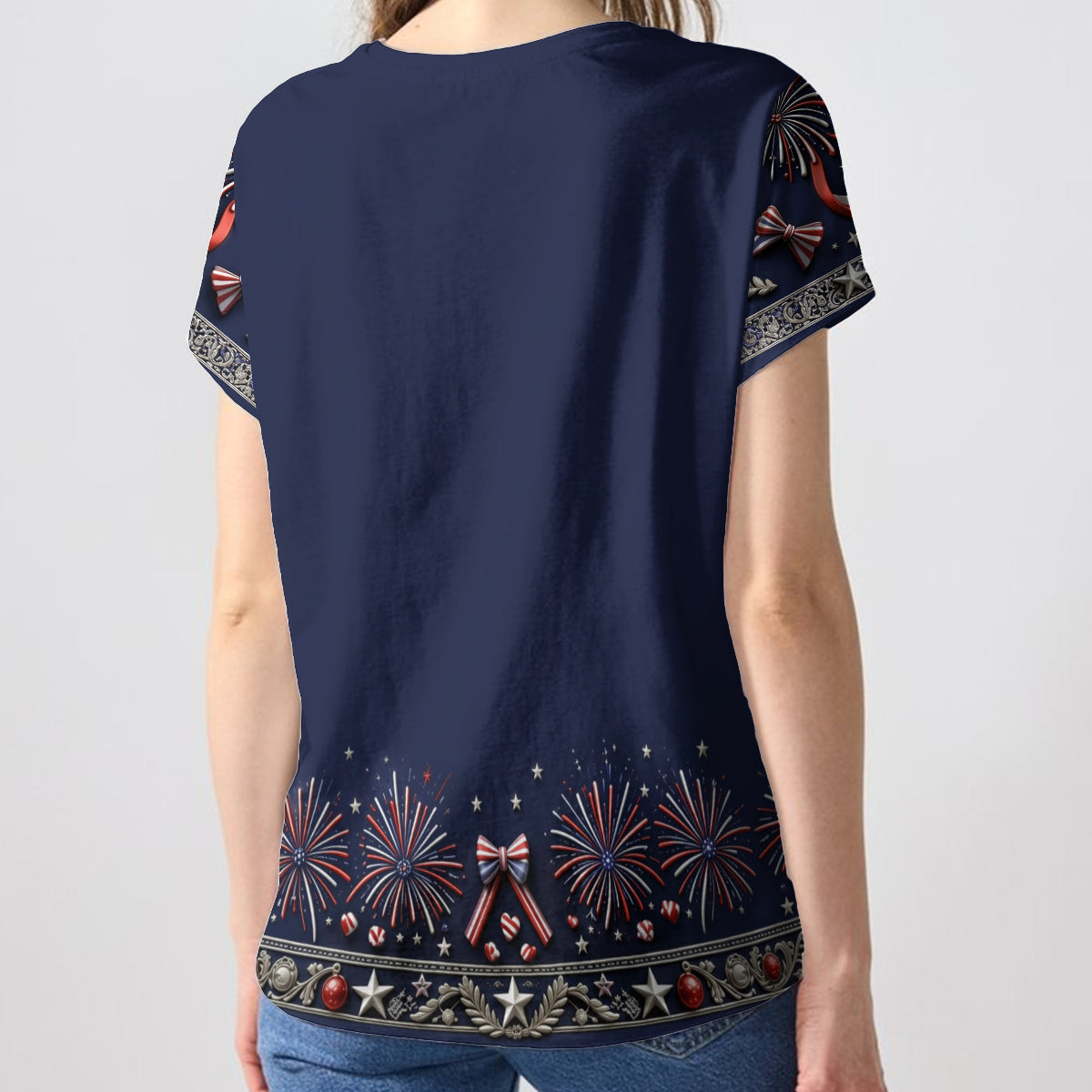 Patriotic Grandma Shirt - Personalized Grandma Fully Printed V-Neck T-Shirt