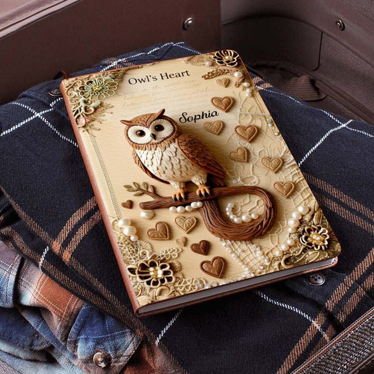 Owl's Heart - Personalized Owl Leather Journal