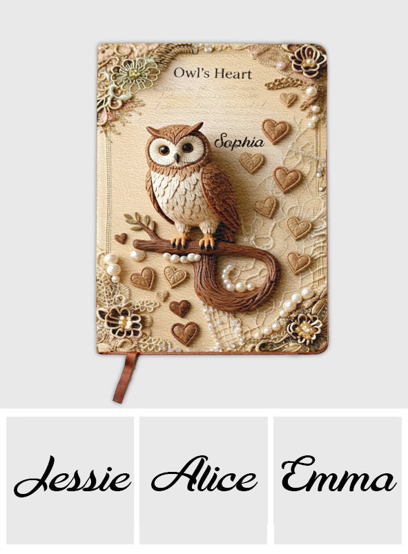 Owl's Heart - Personalized Owl Leather Journal