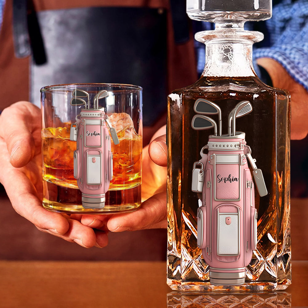 Luxury Gift For Golfer Custom Name - Personalized Golf Whiskey Decanter Set