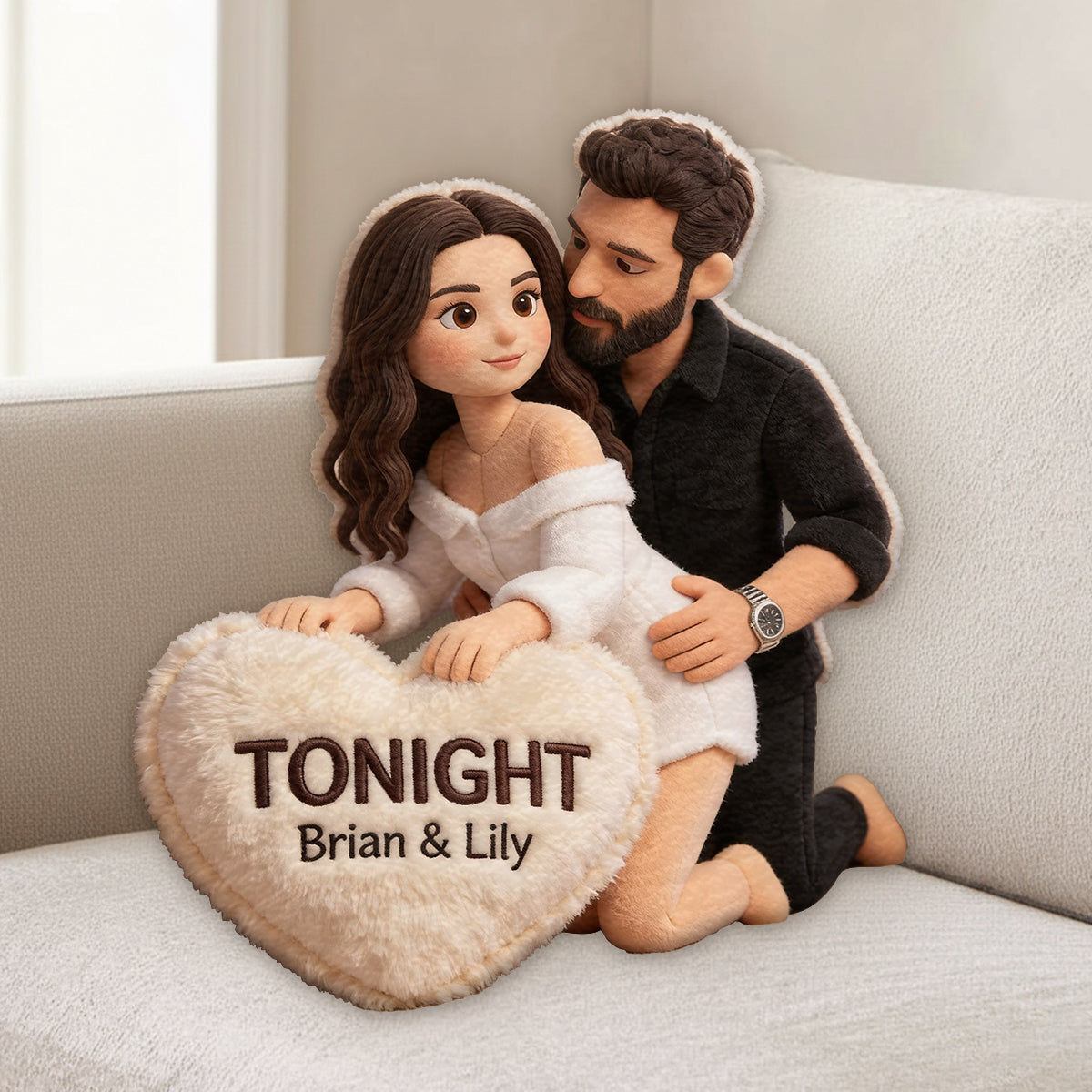 Tonight - Personalized Spicy Couple Premium Faux Fur Pillow