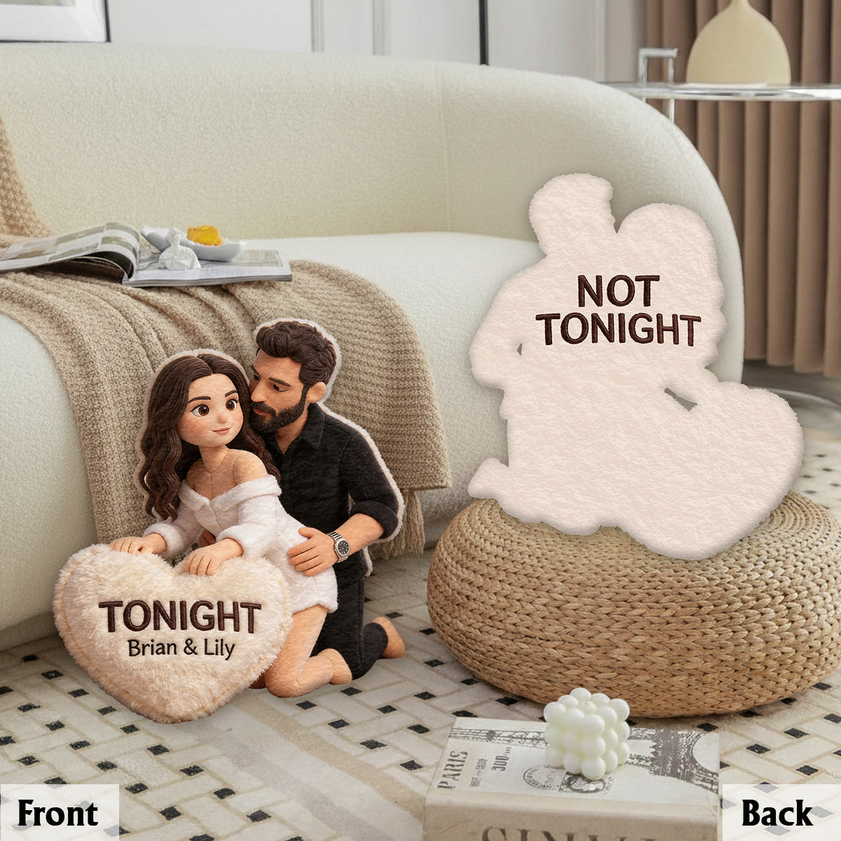 Tonight - Personalized Spicy Couple Premium Faux Fur Pillow