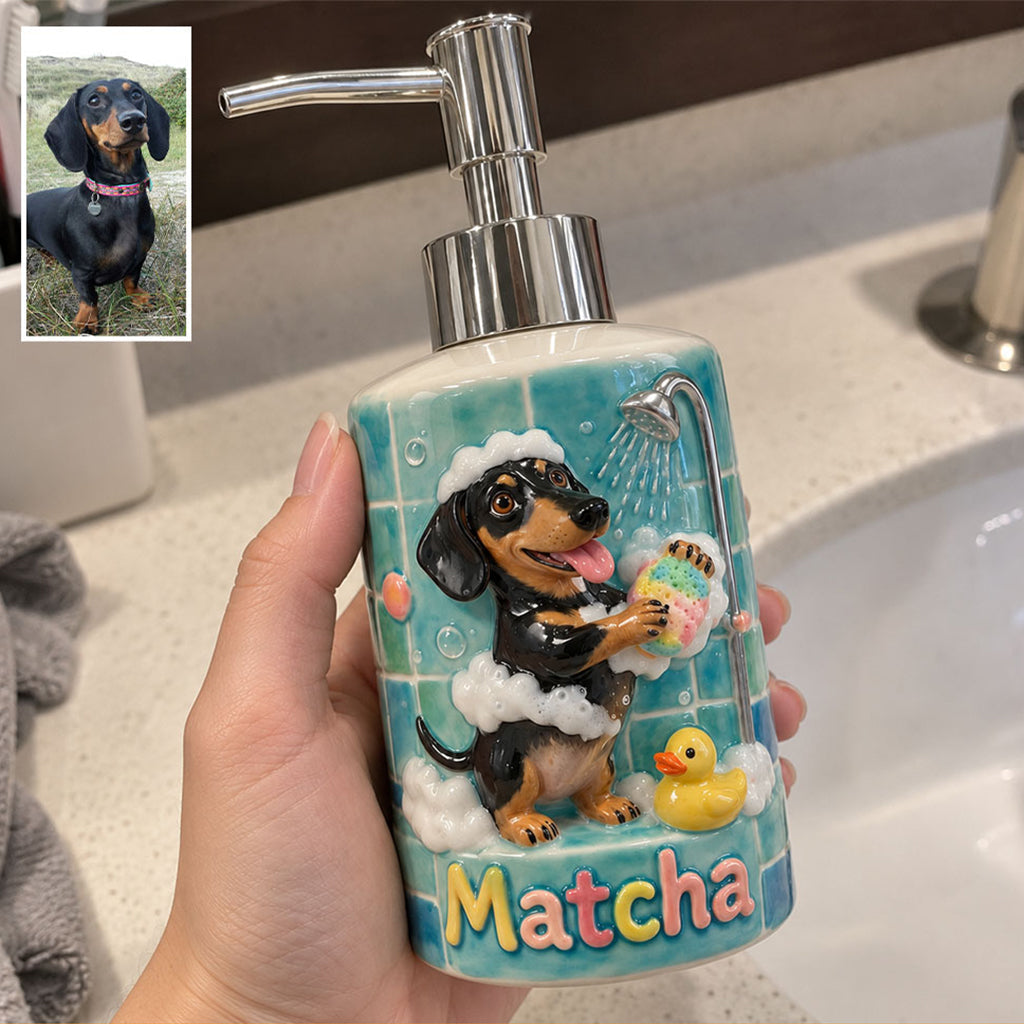 Bath Time - Personalized Dog Ceramic Pump Dispenser