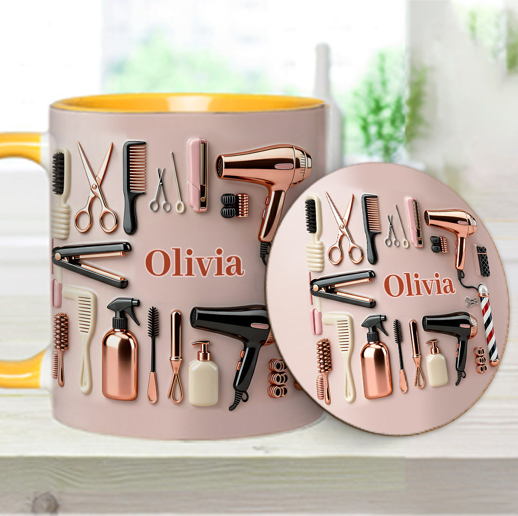 Proud Hair Stylist - Personalized Hairdresser Accent Mug & Coaster