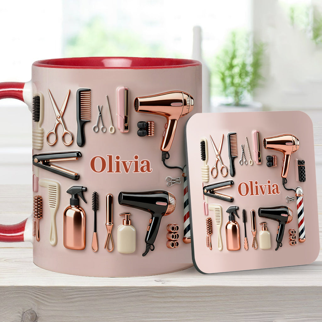 Proud Hair Stylist - Personalized Hairdresser Accent Mug & Coaster