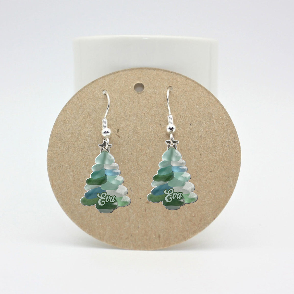 Sea Glass Christmas Tree - Personalized Christmas Earrings