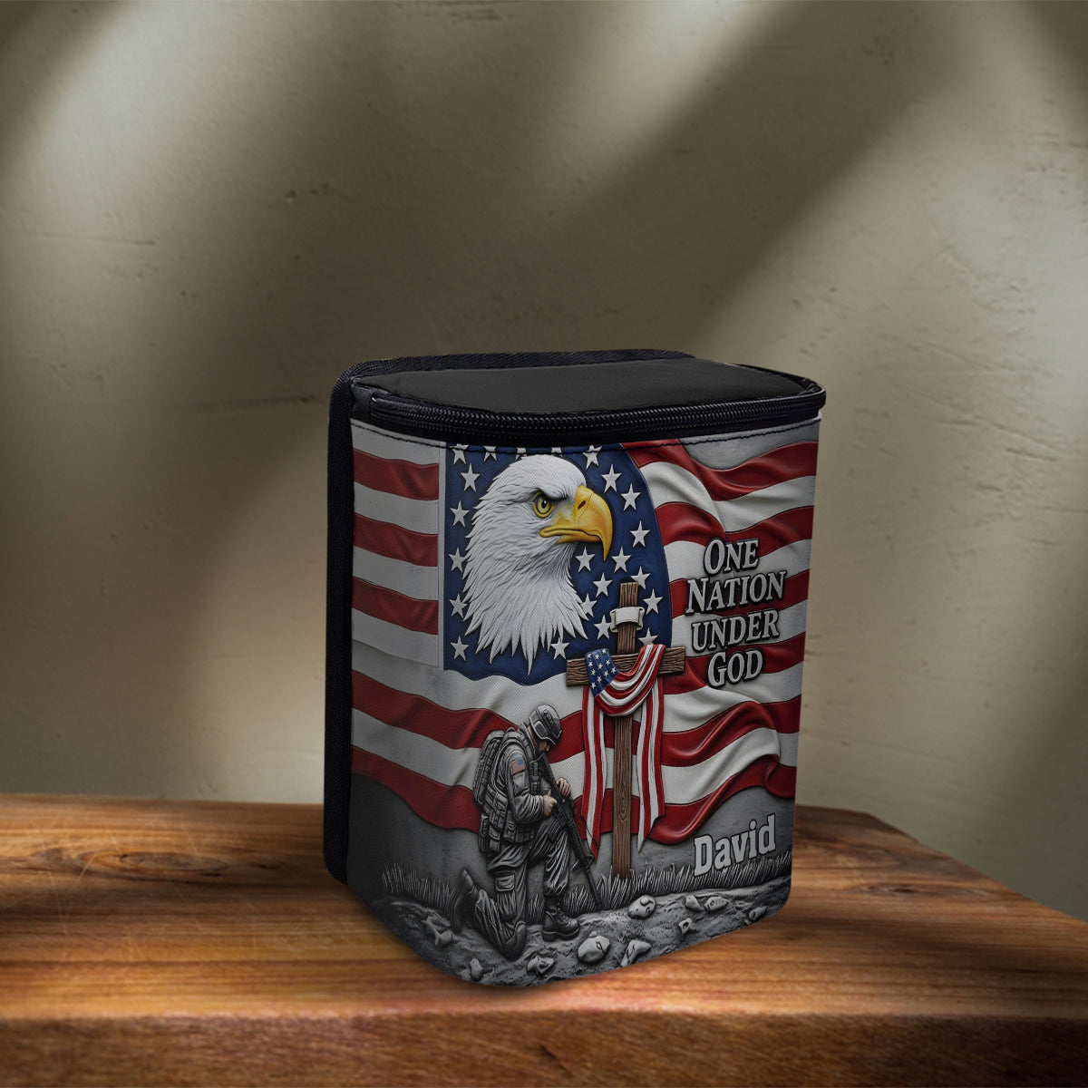 One Nation Under God - Personalized Bald Eagle Portable Car Trash Can/ Organizer