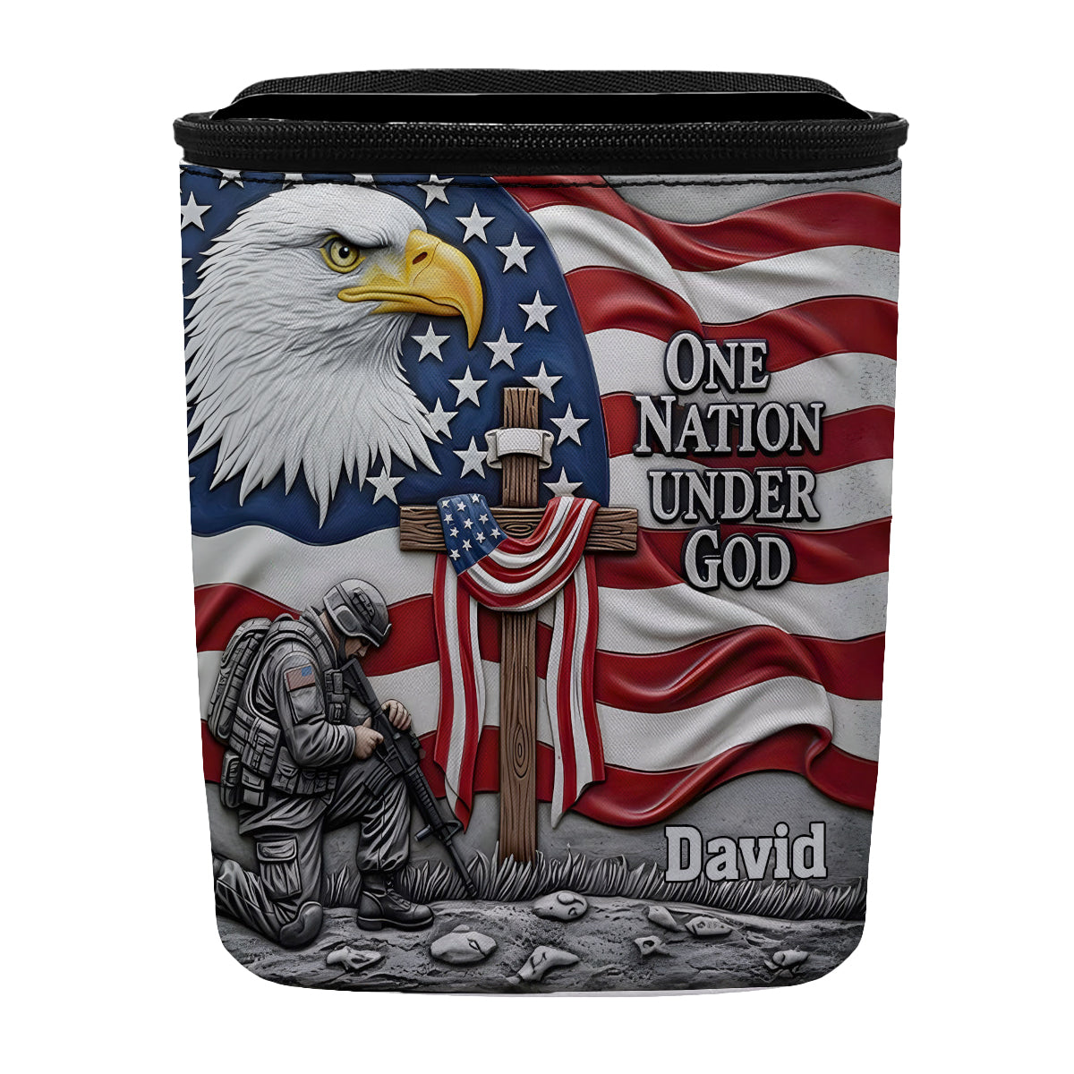 One Nation Under God - Personalized Bald Eagle Portable Car Trash Can/ Organizer