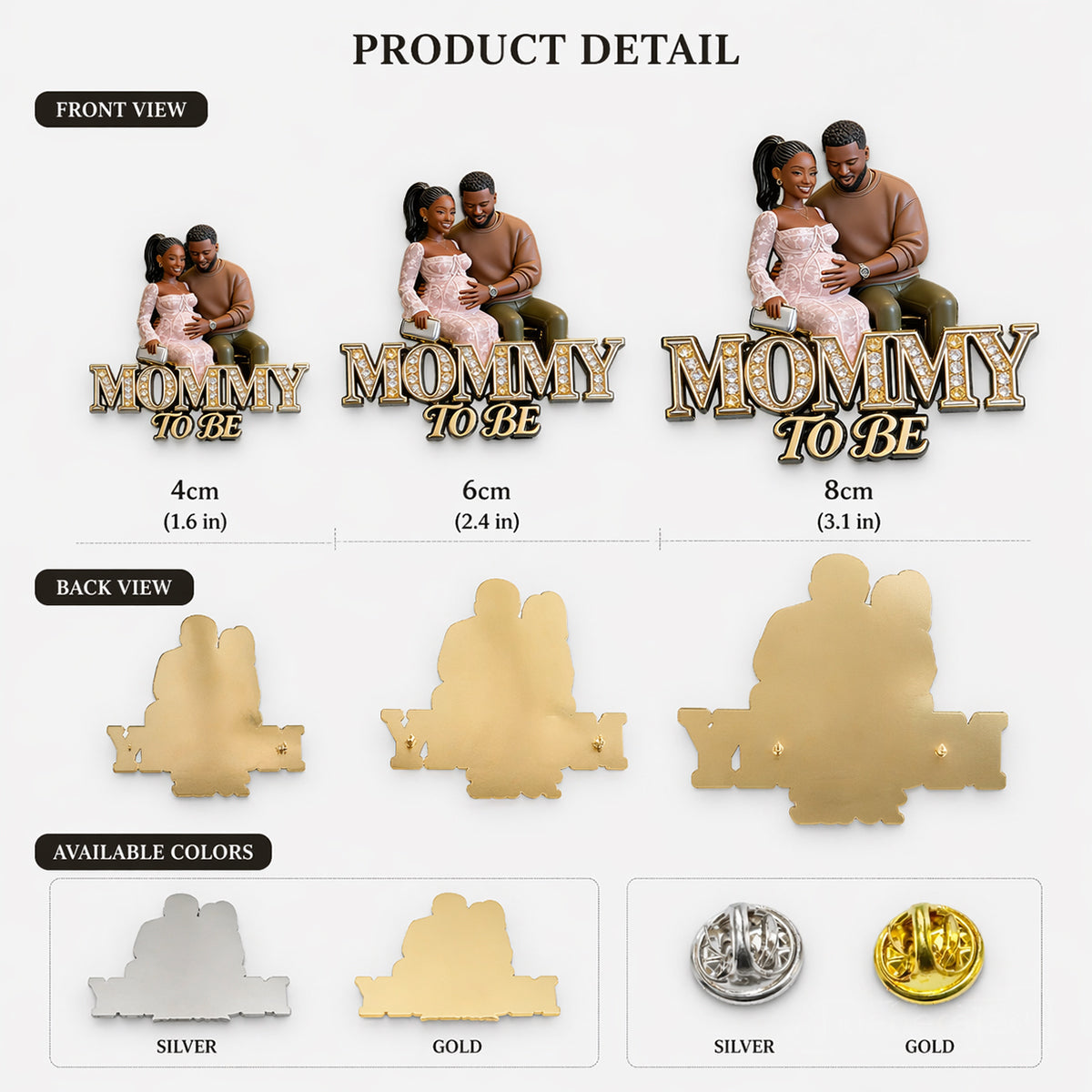 Mommy/ Daddy/ Granny... To Be, Baby Shower Party Pin - Personalized Pregnancy 3D Embossed Enamel Pin