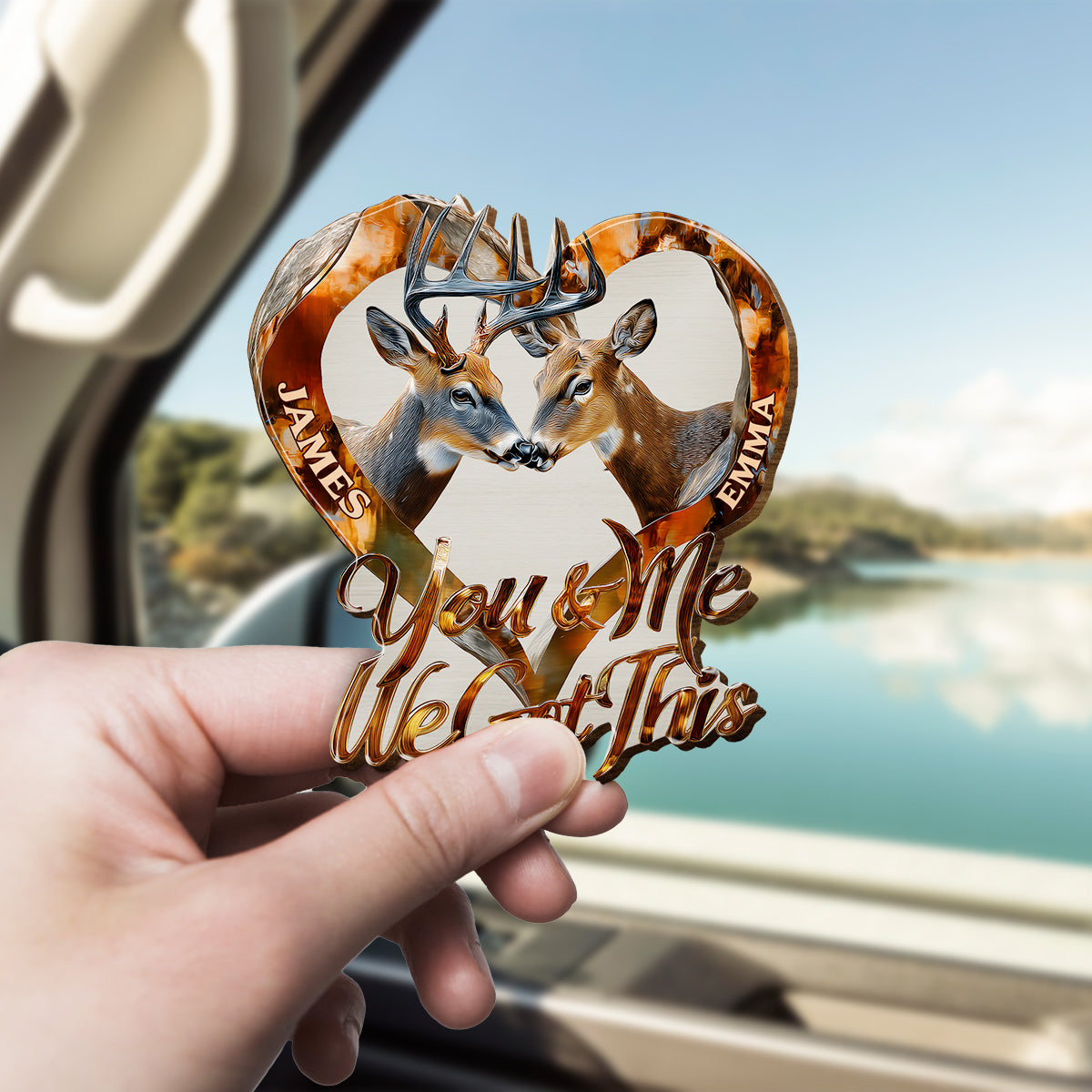 Together Forever - Personalized Hunting Shaped Car Visor Clip