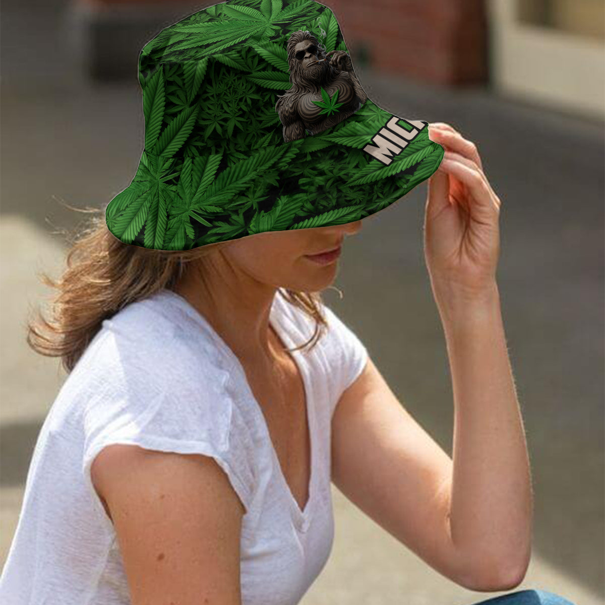 Smoking Bigfoot - Personalized Weed Bucket Hat