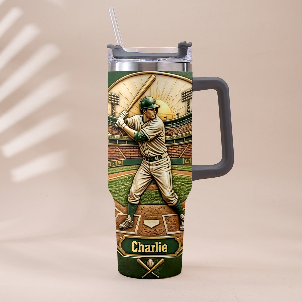 We Caught The Best Dad - Personalized Baseball Tumbler With Handle