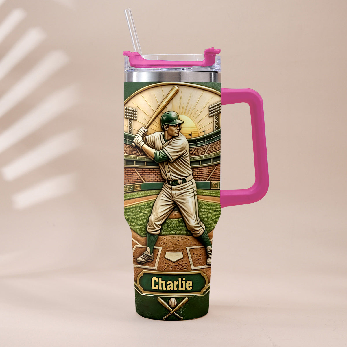 We Caught The Best Dad - Personalized Baseball Tumbler With Handle