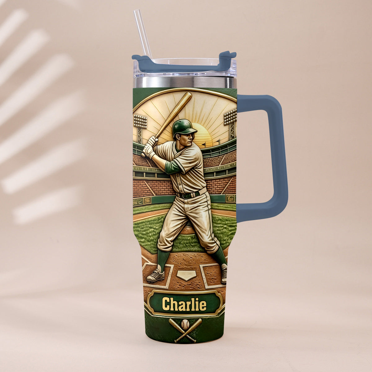 We Caught The Best Dad - Personalized Baseball Tumbler With Handle