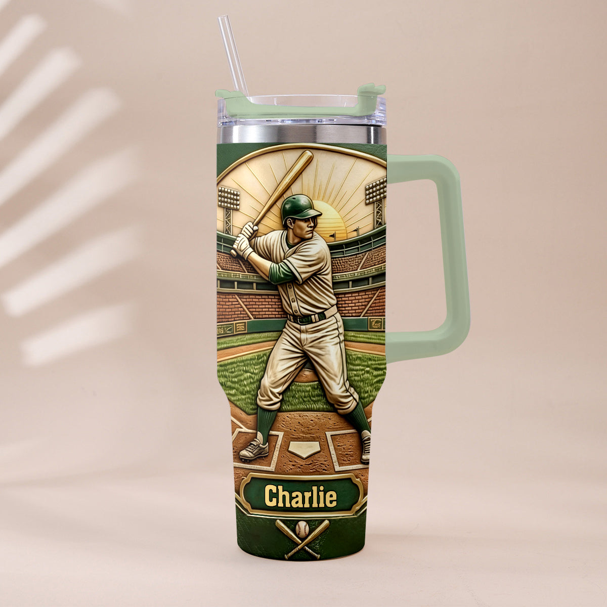 We Caught The Best Dad - Personalized Baseball Tumbler With Handle