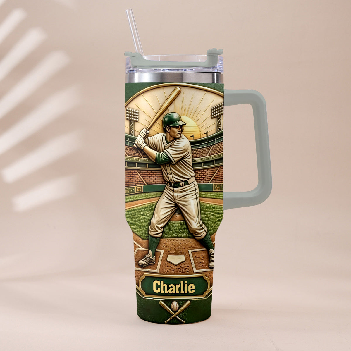 We Caught The Best Dad - Personalized Baseball Tumbler With Handle