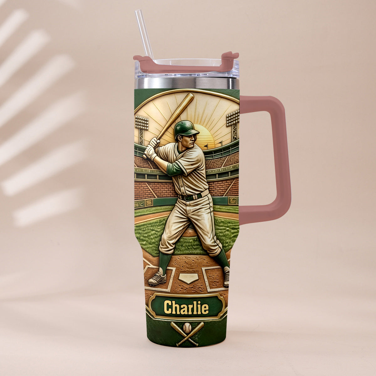 We Caught The Best Dad - Personalized Baseball Tumbler With Handle
