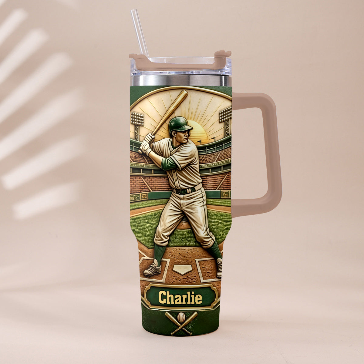 We Caught The Best Dad - Personalized Baseball Tumbler With Handle